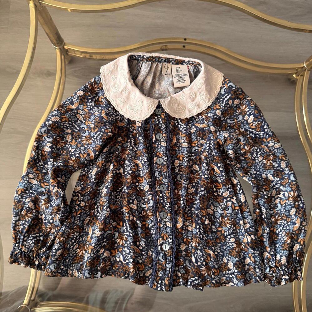 Joie Girls Embroidered Collar Floral Top Size 3T